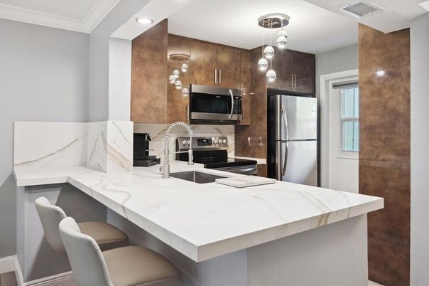 Interior, Kitchen, Pendant Lights, Recessed Lighting, Stainless Steel Appliances