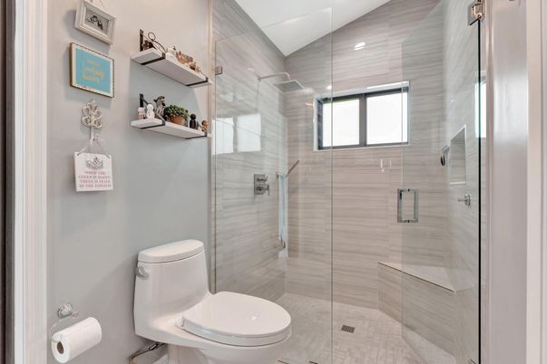 Bathroom, Glass Shower, Interior, Recessed Lighting
