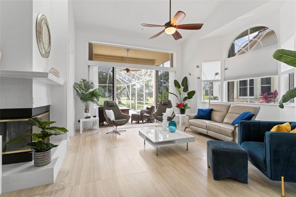Fireplace, Interior, Living room, Sun Room, Wood Texture Flooring