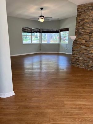 Empty room, Interior, Stone Walls, Wood Texture Flooring