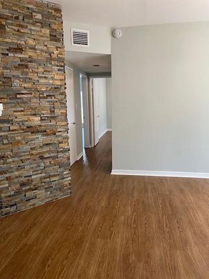 Empty room, Interior, Stone Walls, Wood Texture Flooring