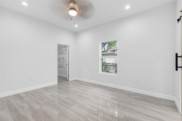 Empty room, Interior, Recessed Lighting, Wood Texture Flooring