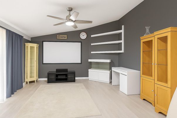 Interior, Projection Screen, Wood Texture Flooring