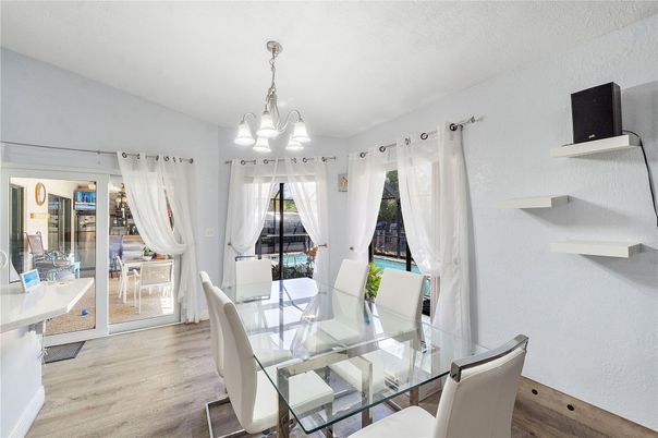 Chandelier, Dining room, Interior, Wood Texture Flooring