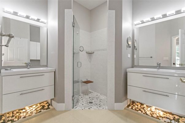 Bathroom, Dual Sink Vanities, Glass Shower, Interior