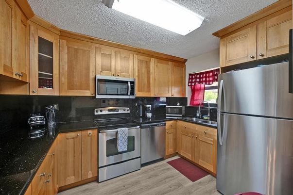 Interior, Kitchen, Stainless Steel Appliances, Wood Texture Flooring