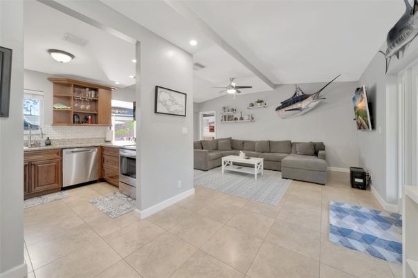 Interior, Kitchen, Living room, Recessed Lighting, Stainless Steel Appliances