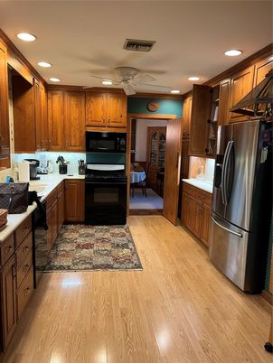 Interior, Kitchen, Recessed Lighting, Wood Texture Flooring