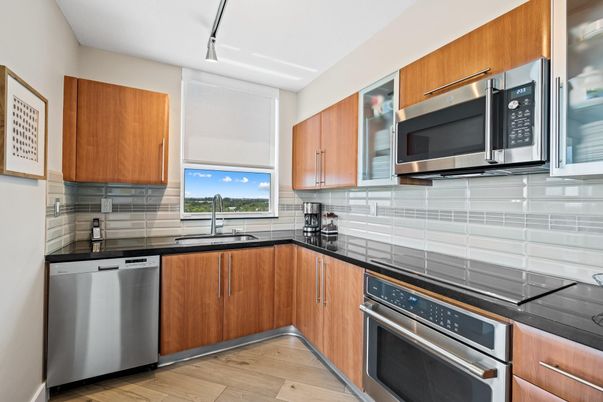 Interior, Kitchen, Stainless Steel Appliances, Wood Texture Flooring