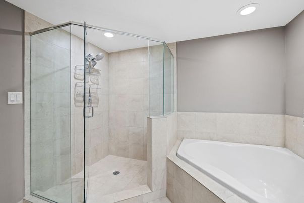 Bathroom, Glass Shower, Interior, Recessed Lighting