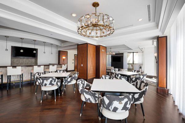 Chandelier, Dining room, Interior, Pendant Lights, Recessed Lighting, Wood Texture Flooring