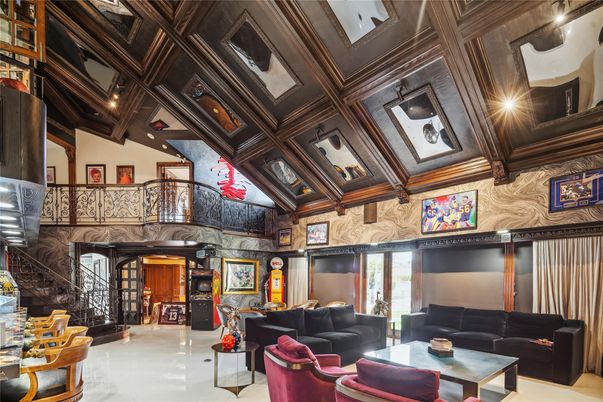 Interior, Living room, Recessed Lighting, Wooden Beams