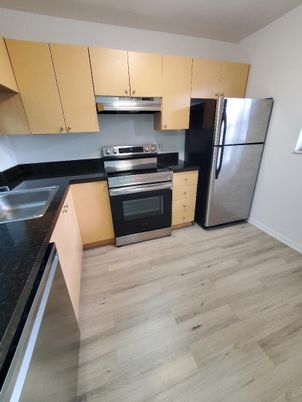 Interior, Kitchen, Stainless Steel Appliances, Wood Texture Flooring