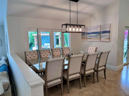 Dining room, Interior, Pendant Lights, Water