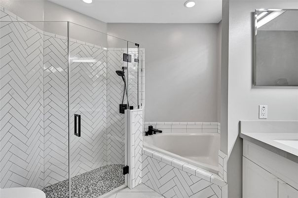Bathroom, Glass Shower, Interior, Recessed Lighting