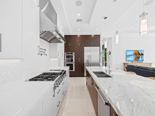 Interior, Kitchen, Pendant Lights, Recessed Lighting, Stainless Steel Appliances