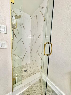 Bathroom, Glass Shower, Interior, Marble Walls