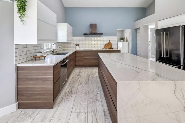 Interior, Kitchen, Stainless Steel Appliances, Wood Texture Flooring