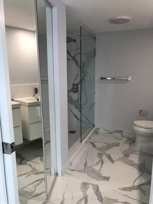Bathroom, Glass Shower, Interior, Marble, Marble Walls