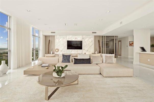 Fireplace, Interior, Living room, Marble Walls, Recessed Lighting