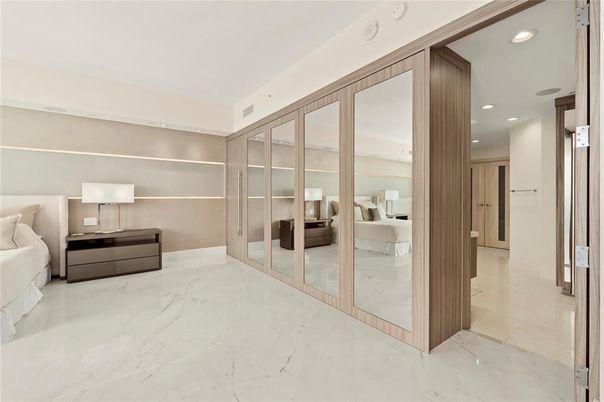 Bedroom, Interior, Marble, Recessed Lighting