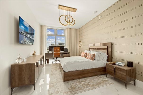 Bedroom, Home Office, Interior, Marble, Pendant Lights
