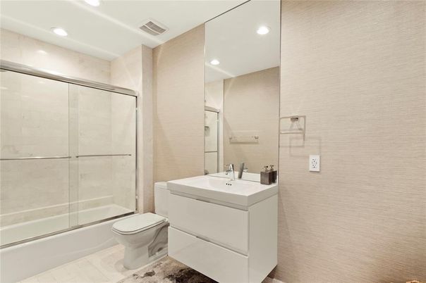 Bathroom, Glass Shower, Interior, Recessed Lighting