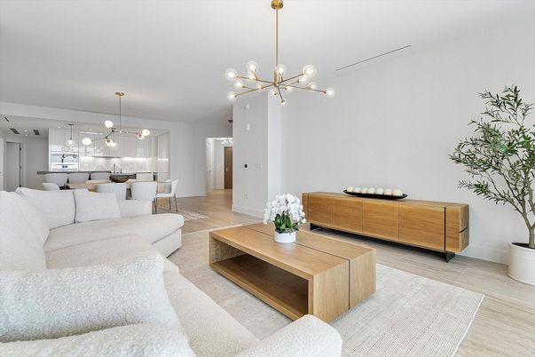 Dining room, Interior, Kitchen, Living room, Pendant Lights, Wood Texture Flooring
