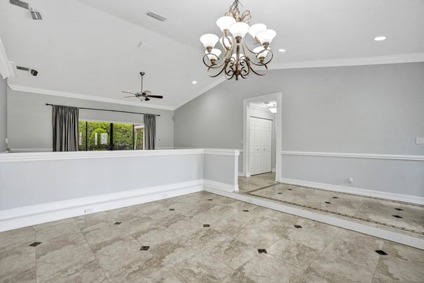 Chandelier, Empty room, Interior, Recessed Lighting