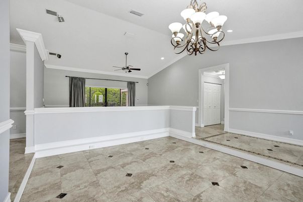 Chandelier, Empty room, Interior, Recessed Lighting
