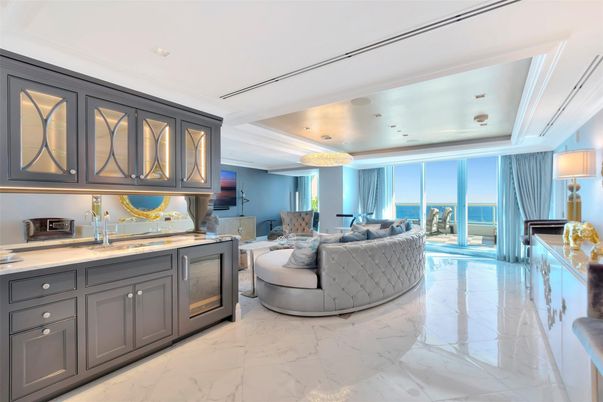Interior, Kitchen, Living room, Marble, Recessed Lighting, Water