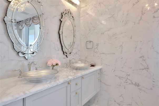 Bathroom, Dual Sink Vanities, Interior, Marble, Marble Walls