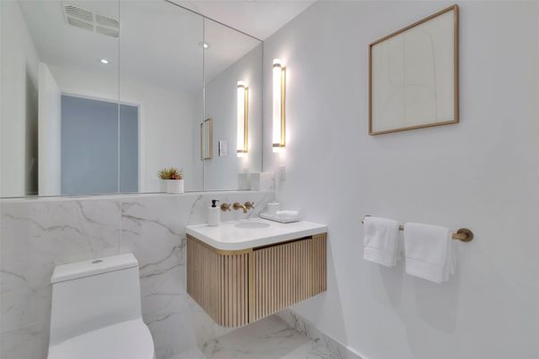 Bathroom, Interior, Marble, Recessed Lighting