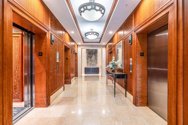 Elevator, Interior, Recessed Lighting, Wooden Walls