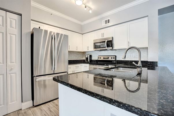 Interior, Kitchen, Stainless Steel Appliances, Wood Texture Flooring