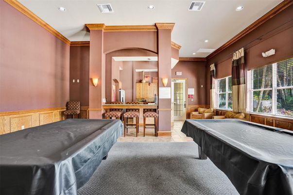Billiard Table, Game Room, Interior, Recessed Lighting