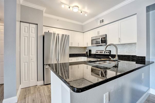 Interior, Kitchen, Stainless Steel Appliances, Wood Texture Flooring