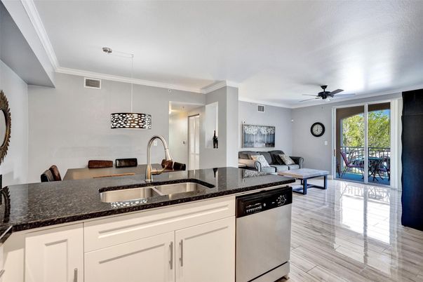 Interior, Kitchen, Living room, Pendant Lights, Wood Texture Flooring
