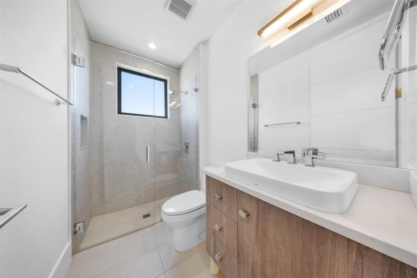 Bathroom, Glass Shower, Interior, Recessed Lighting