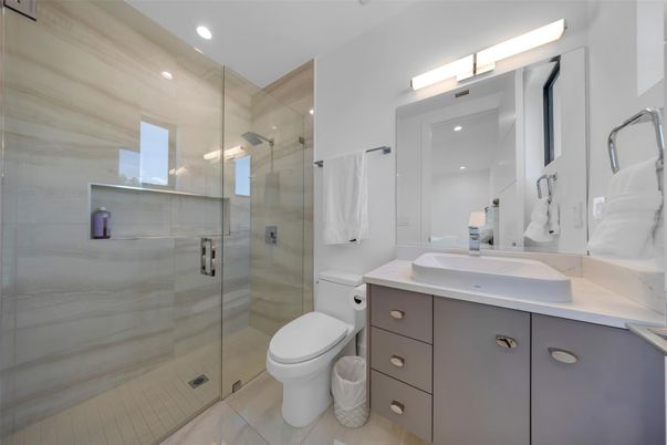 Bathroom, Glass Shower, Interior, Recessed Lighting
