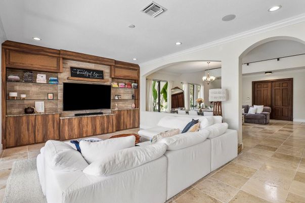 Chandelier, Interior, Living room, Recessed Lighting, Wooden Walls