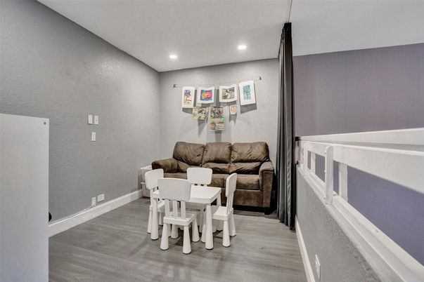Dining room, Interior, Recessed Lighting, Wood Texture Flooring