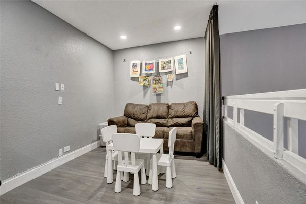 Dining room, Interior, Recessed Lighting, Wood Texture Flooring