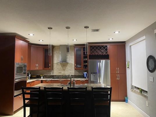 Interior, Kitchen, Pendant Lights, Recessed Lighting, Stainless Steel Appliances