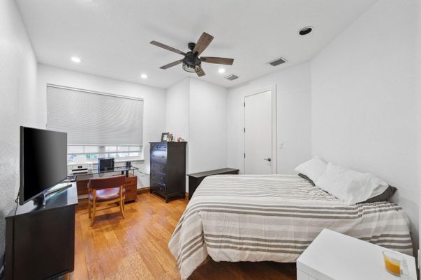 Bedroom, Home Office, Interior, Recessed Lighting, Wood Texture Flooring