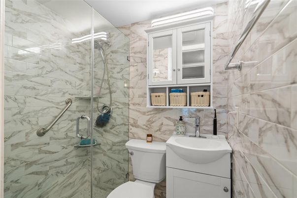 Bathroom, Glass Shower, Interior, Marble Walls