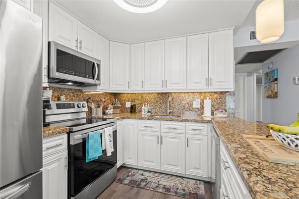 Interior, Kitchen, Stainless Steel Appliances, Wood Texture Flooring