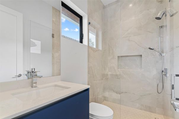 Bathroom, Glass Shower, Interior, Marble Walls