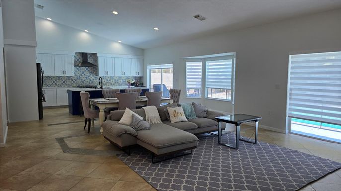 Dining room, Interior, Kitchen, Living room, Recessed Lighting