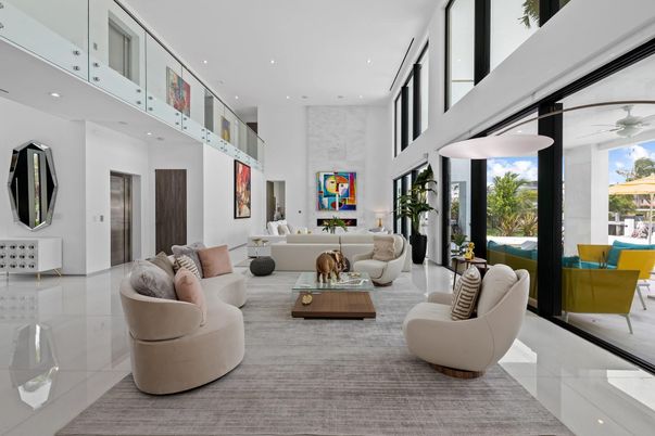 Interior, Living room, Marble Walls, Recessed Lighting